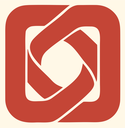 Negative Space Shutter Aperture Badge #fff8e7/#c44536
