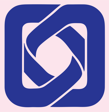 Negative Space Shutter Aperture Badge #fce4ec/#283593