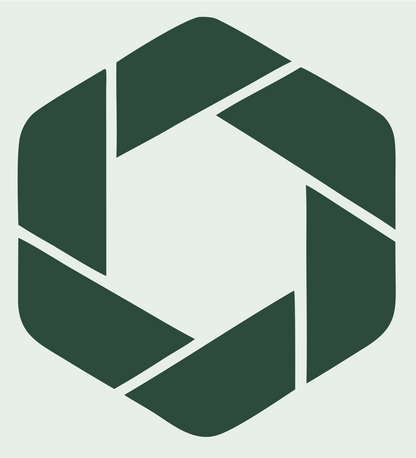 Hexagon Camera Shutter Logo #e8efe9/#2d4a3e