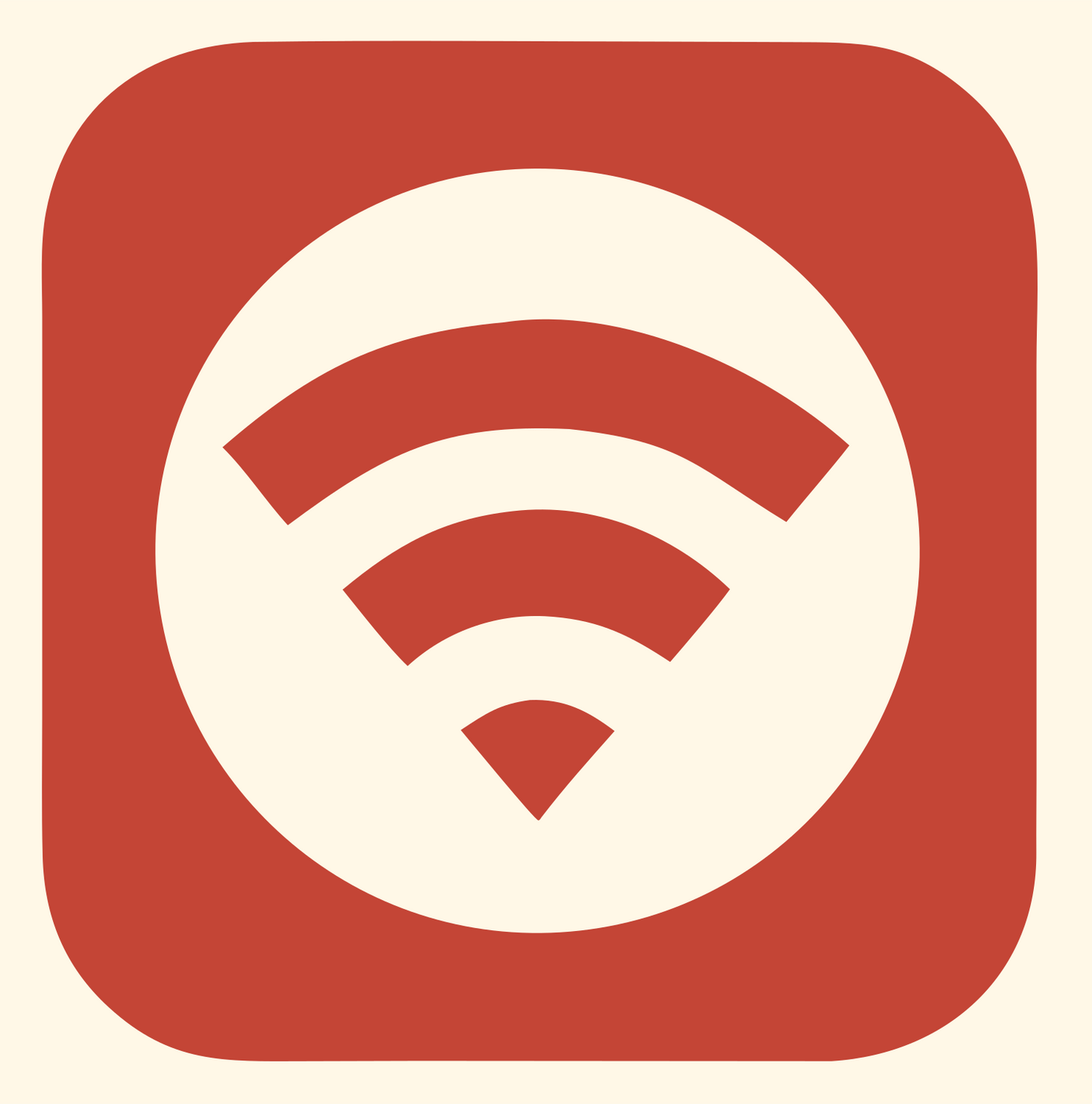 WiFi Rounded Square Badge #fff8e7/#c44536