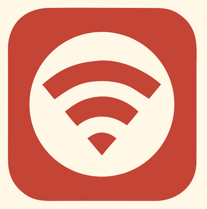 WiFi Rounded Square Badge #fff8e7/#c44536