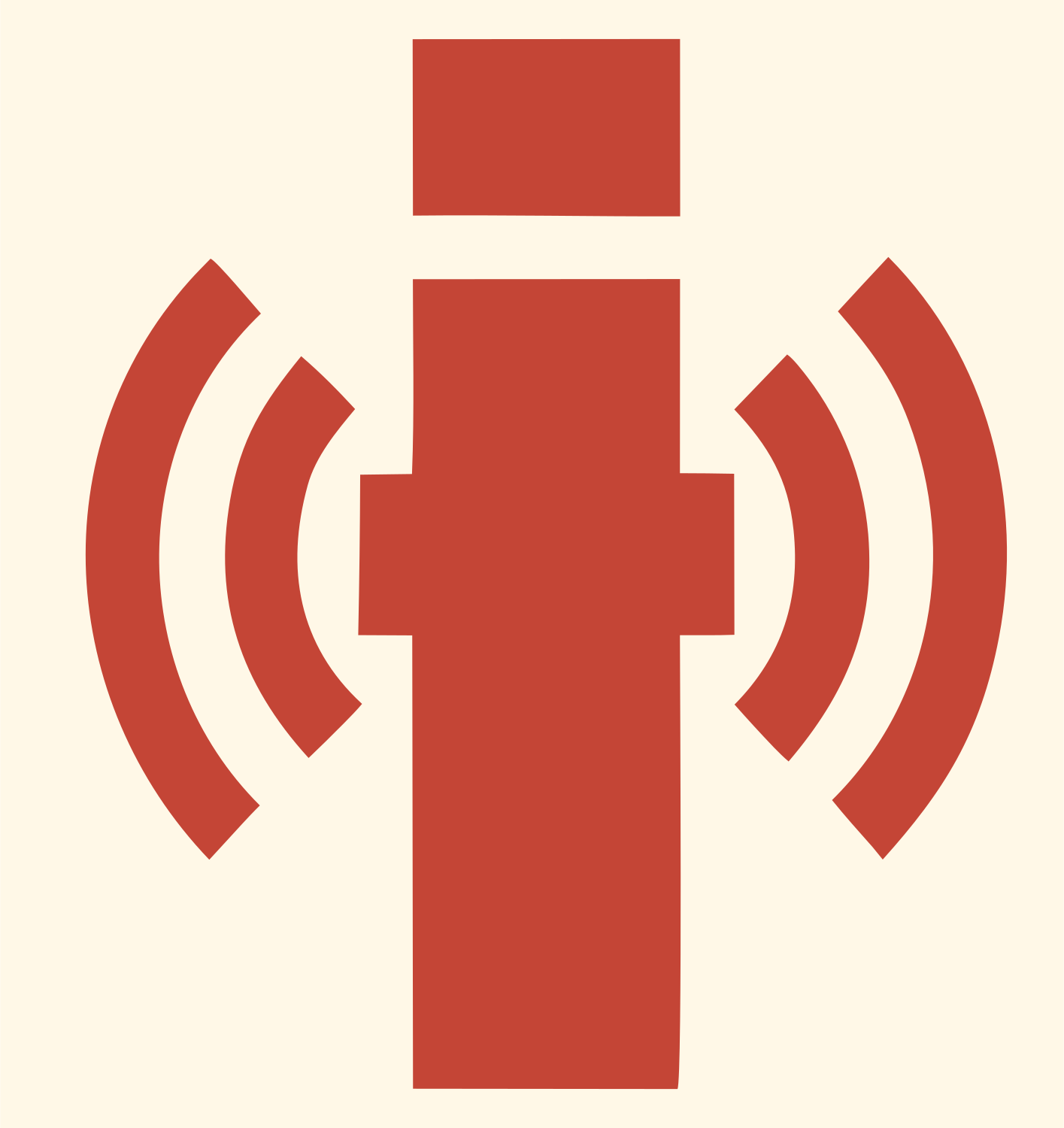 Blocky Antenna Broadcast Logo #fff8e7/#c44536