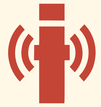 Blocky Antenna Broadcast Logo #fff8e7/#c44536