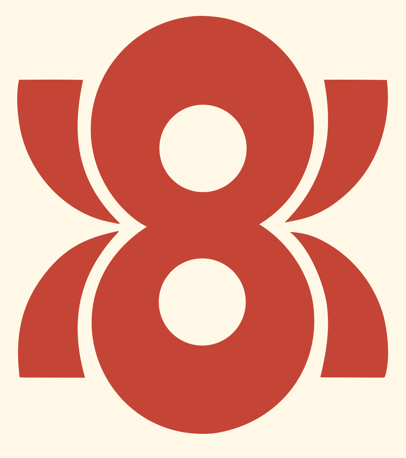 Blocky Figure Eight Signal Mark #fff8e7/#c44536