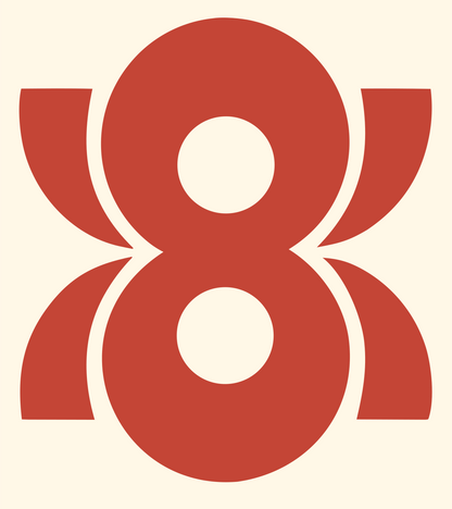 Blocky Figure Eight Signal Mark #fff8e7/#c44536