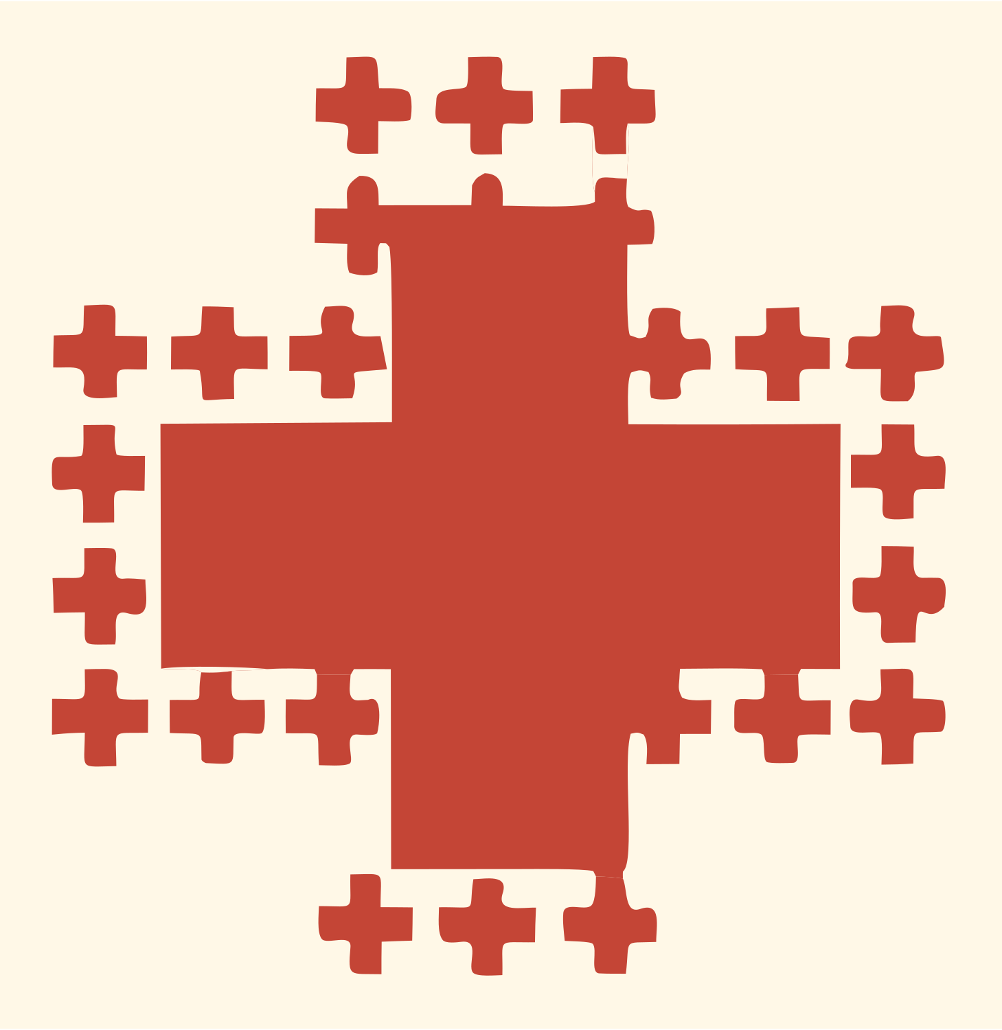 Fractal Plus Sign Mark #fff8e7/#c44536