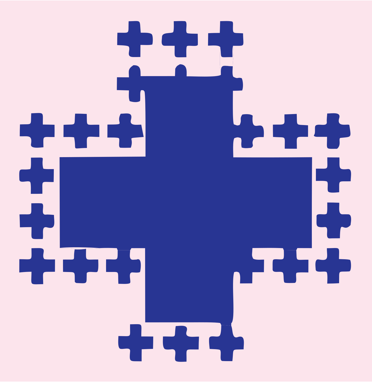 Fractal Plus Sign Mark #fce4ec/#283593