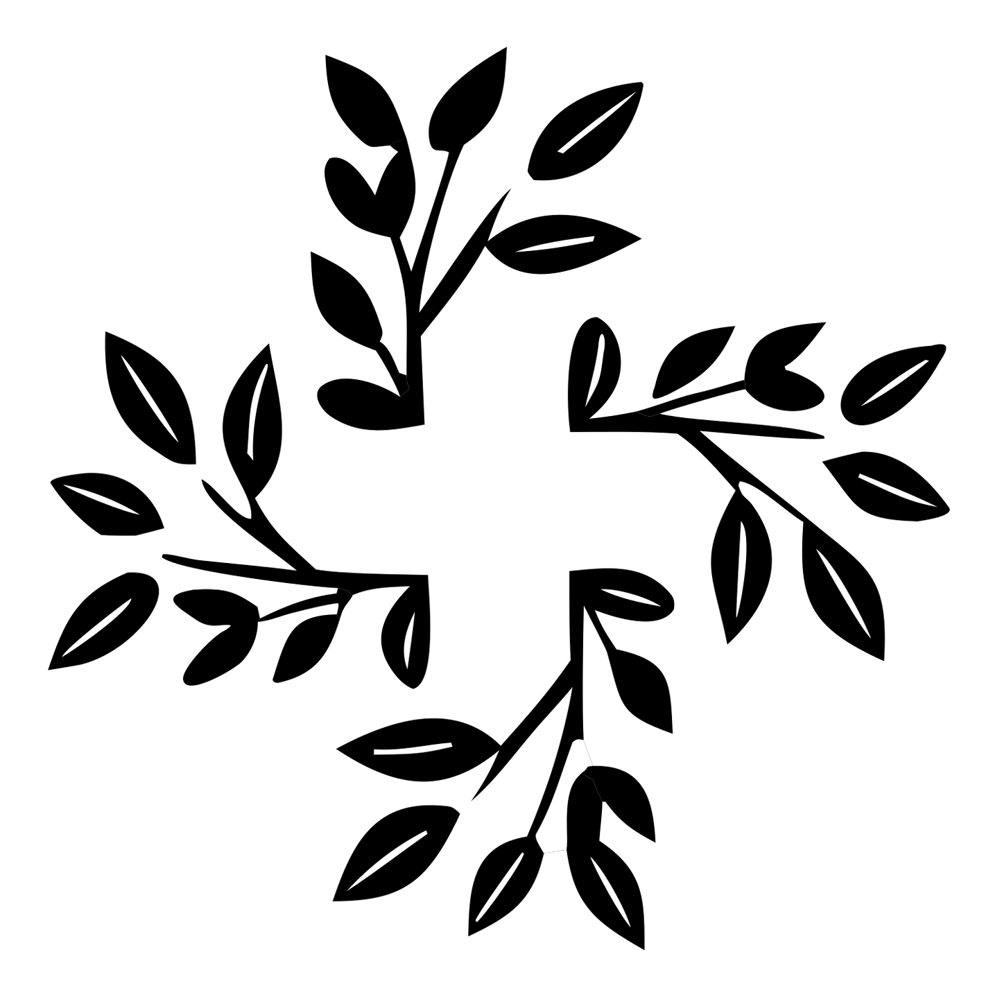Botanical Branch Plus Emblem #ffffff/#000000