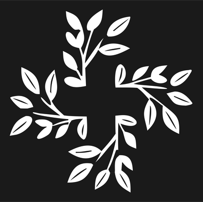 Botanical Branch Plus Emblem #1a1a1a/#ffffff