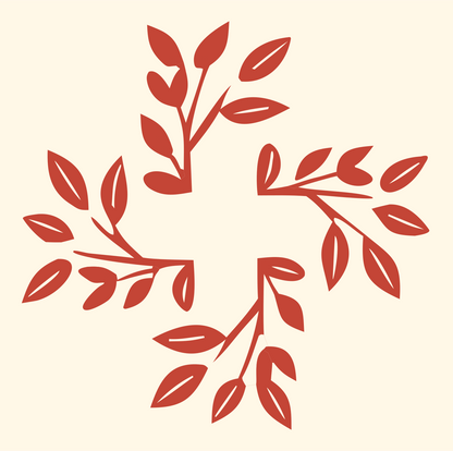 Botanical Branch Plus Emblem #fff8e7/#c44536