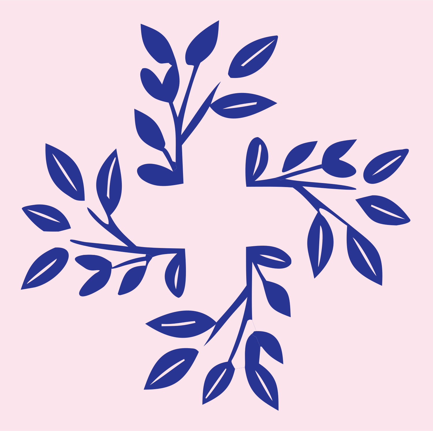 Botanical Branch Plus Emblem #fce4ec/#283593