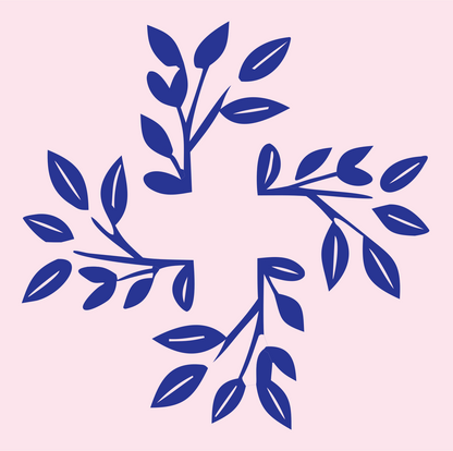 Botanical Branch Plus Emblem #fce4ec/#283593