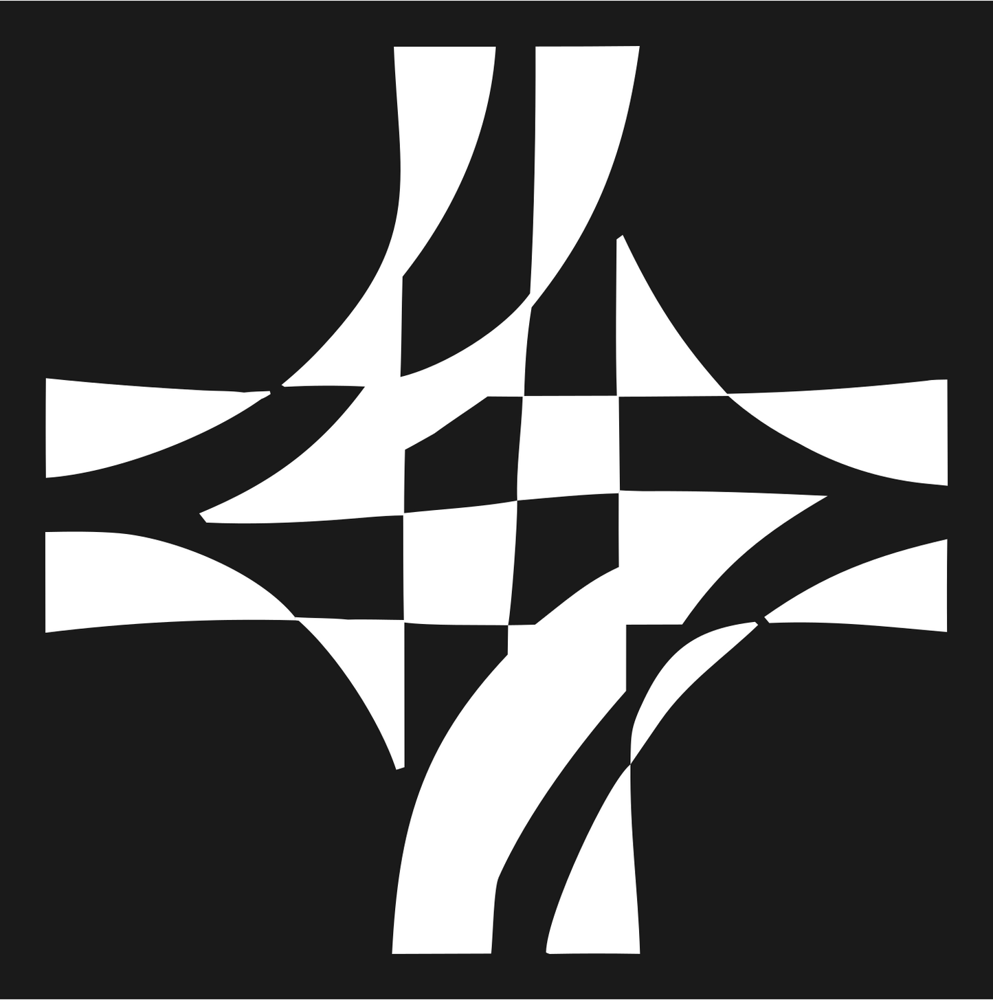 Bold Crossroads Intersection Mark #1a1a1a/#ffffff