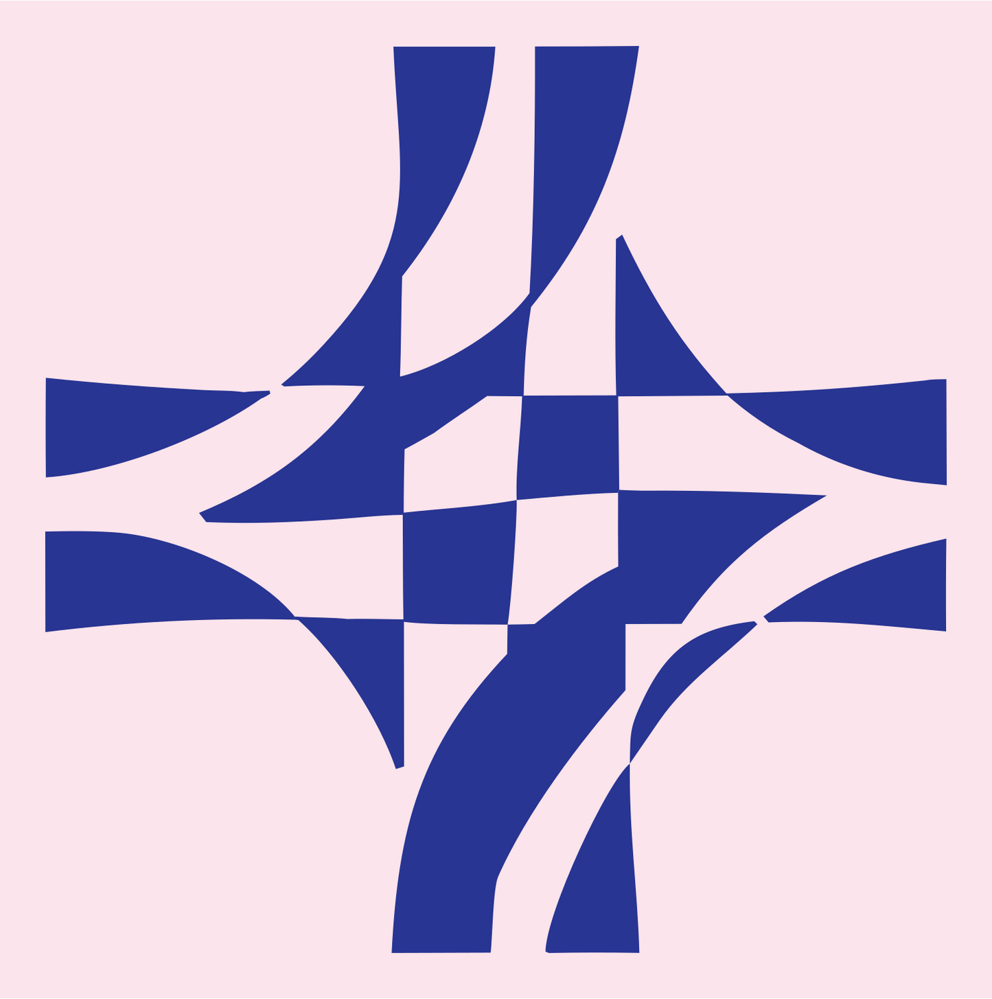 Bold Crossroads Intersection Mark #fce4ec/#283593