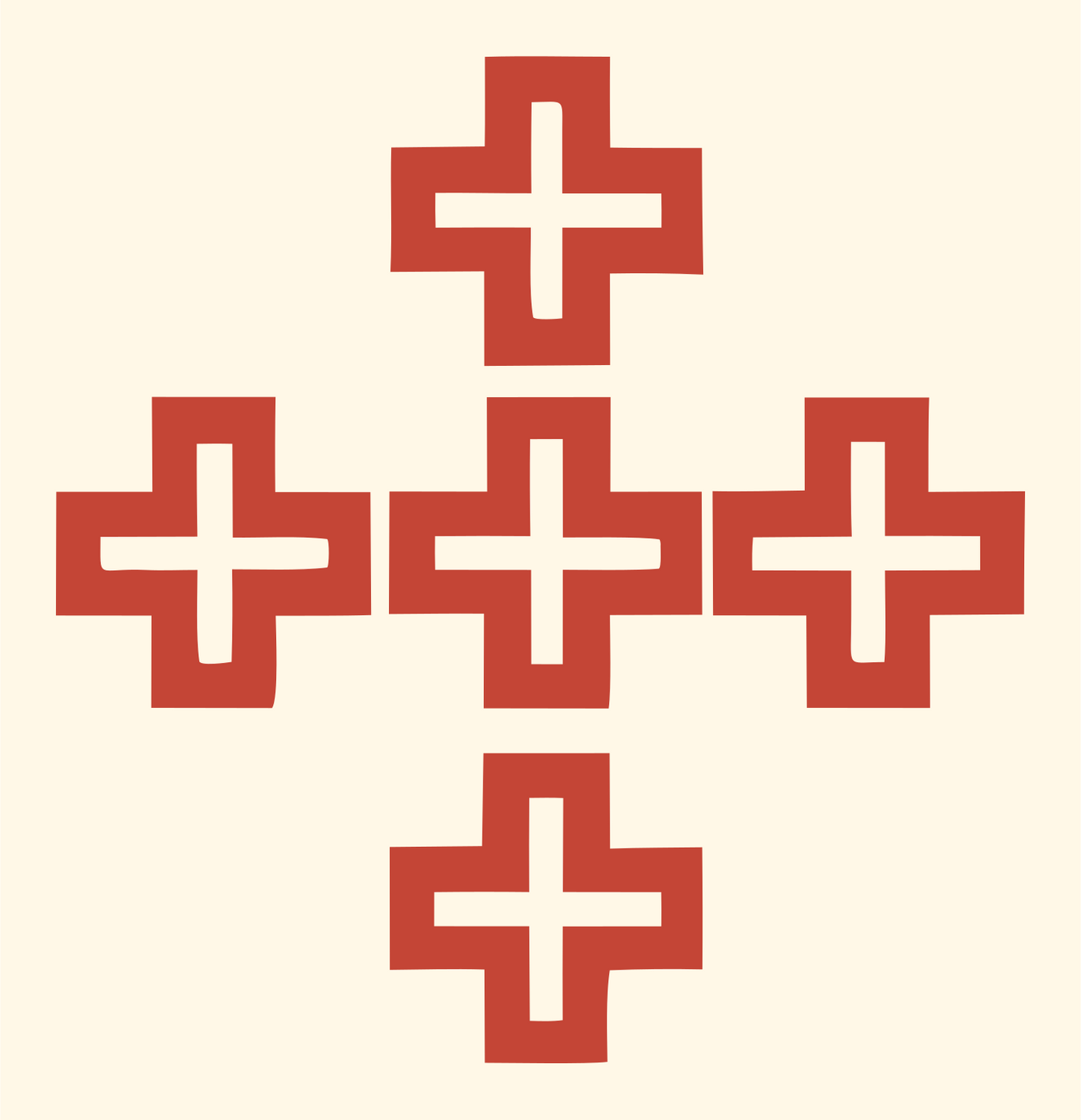 Bold Cross Pattern Crest #fff8e7/#c44536