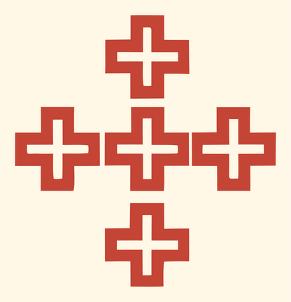 Bold Cross Pattern Crest #fff8e7/#c44536