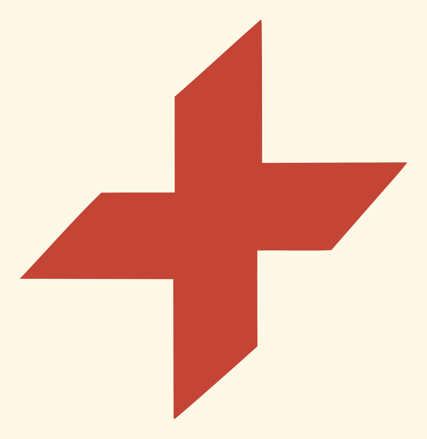 Geometric Shuriken Plus Mark #fff8e7/#c44536
