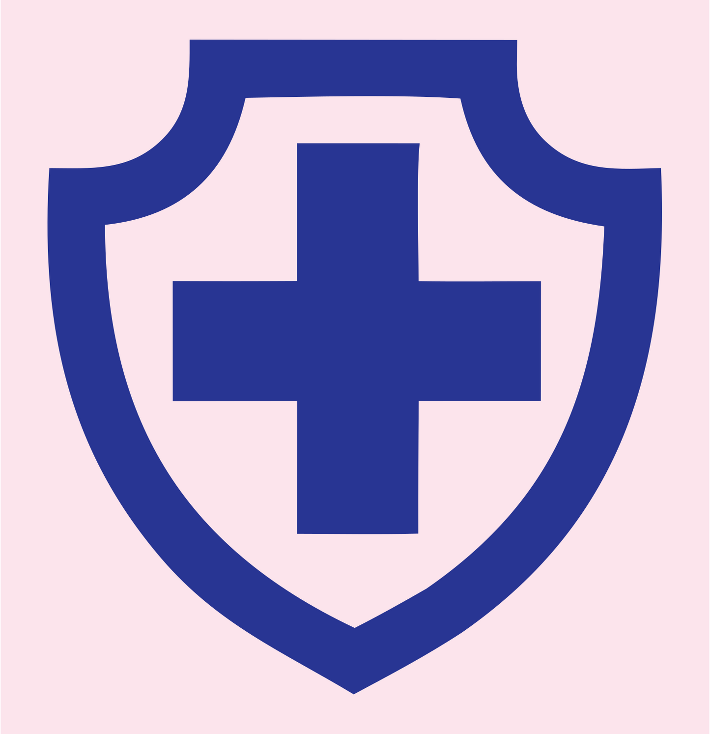 Bold Shield Cross Badge #fce4ec/#283593