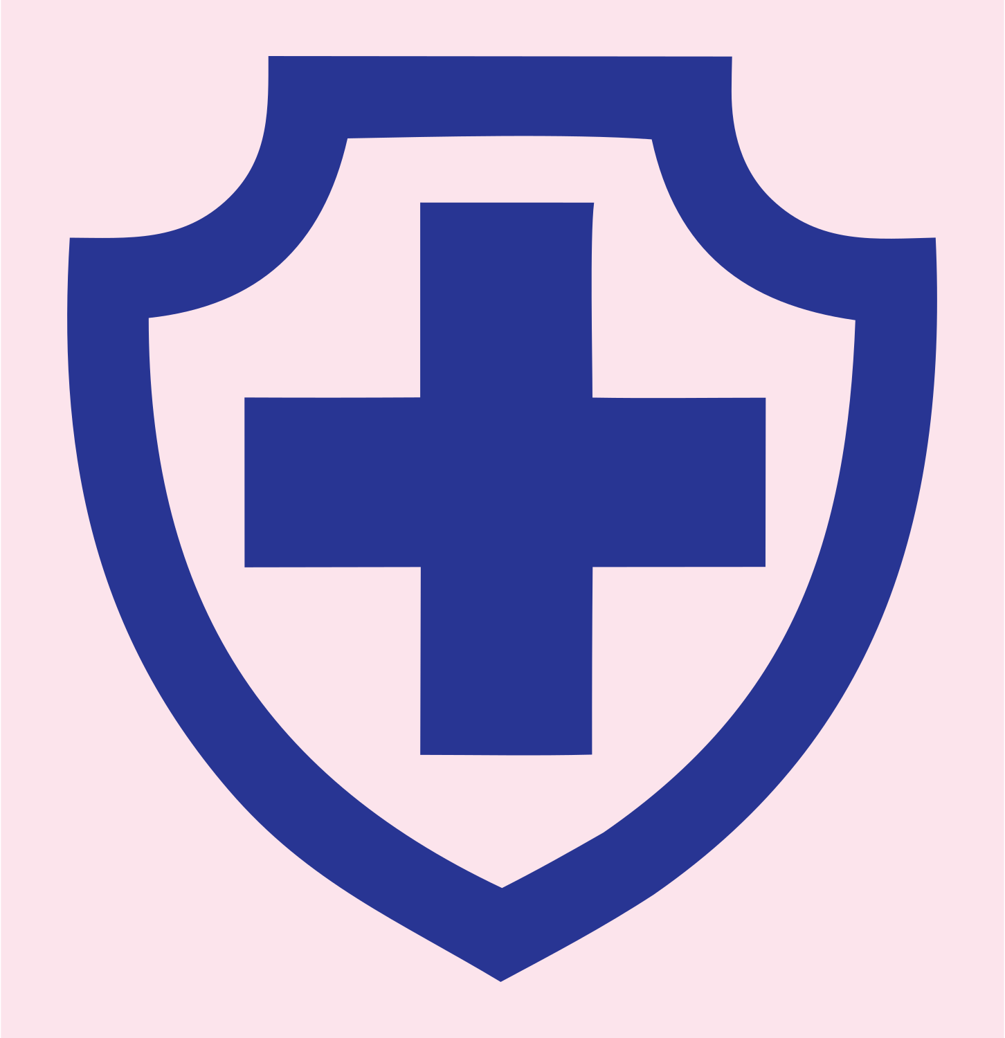 Bold Shield Cross Badge #fce4ec/#283593