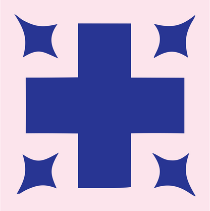 Bold Plus Corner Star Mark #fce4ec/#283593