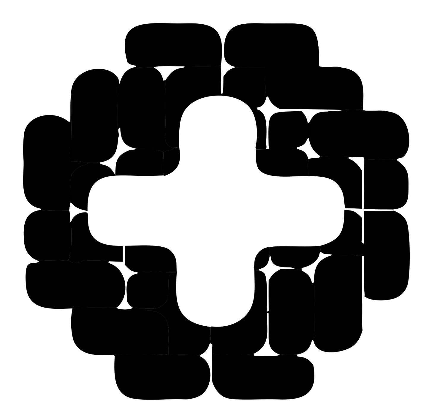 Modular Rounded Plus Badge #ffffff/#000000