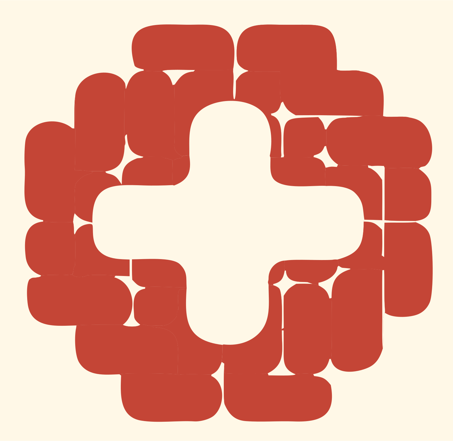 Modular Rounded Plus Badge #fff8e7/#c44536