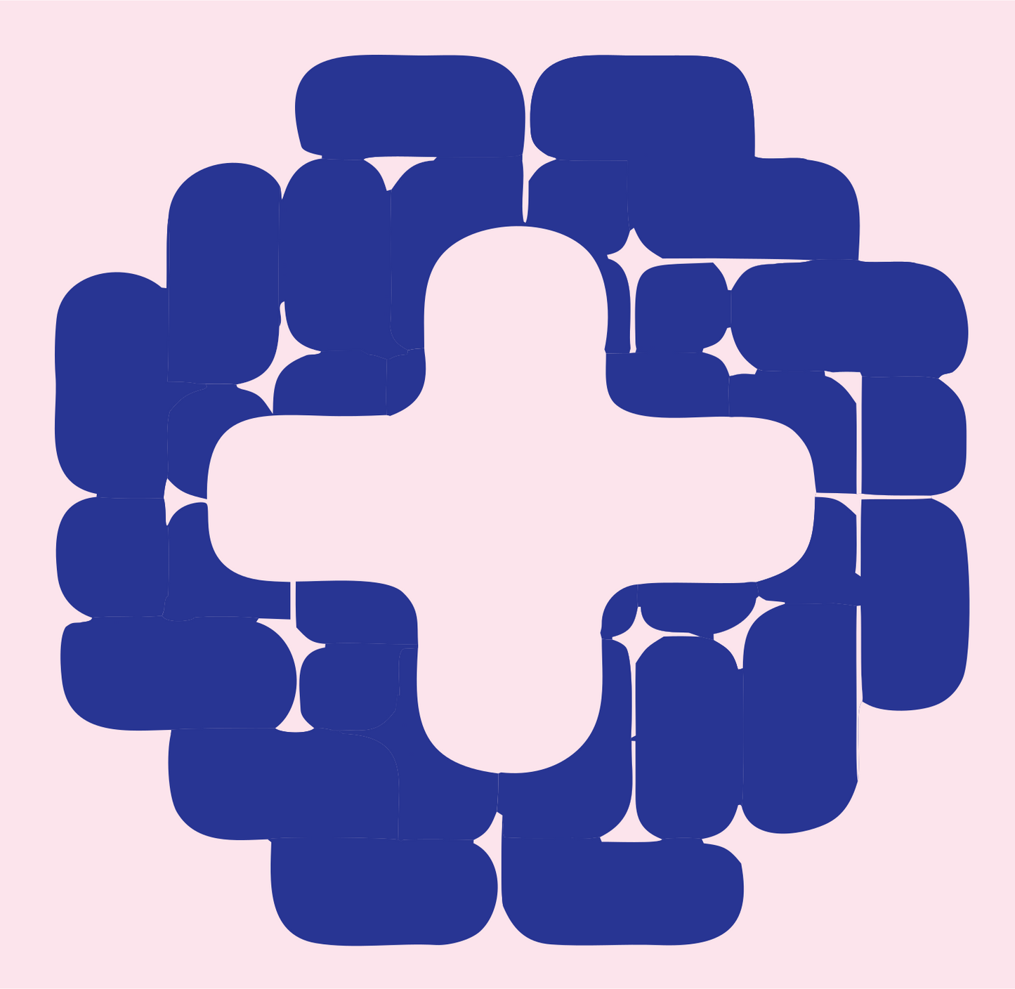 Modular Rounded Plus Badge #fce4ec/#283593