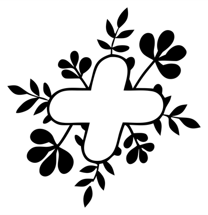 Leafy Plus Sign Emblem #ffffff/#000000