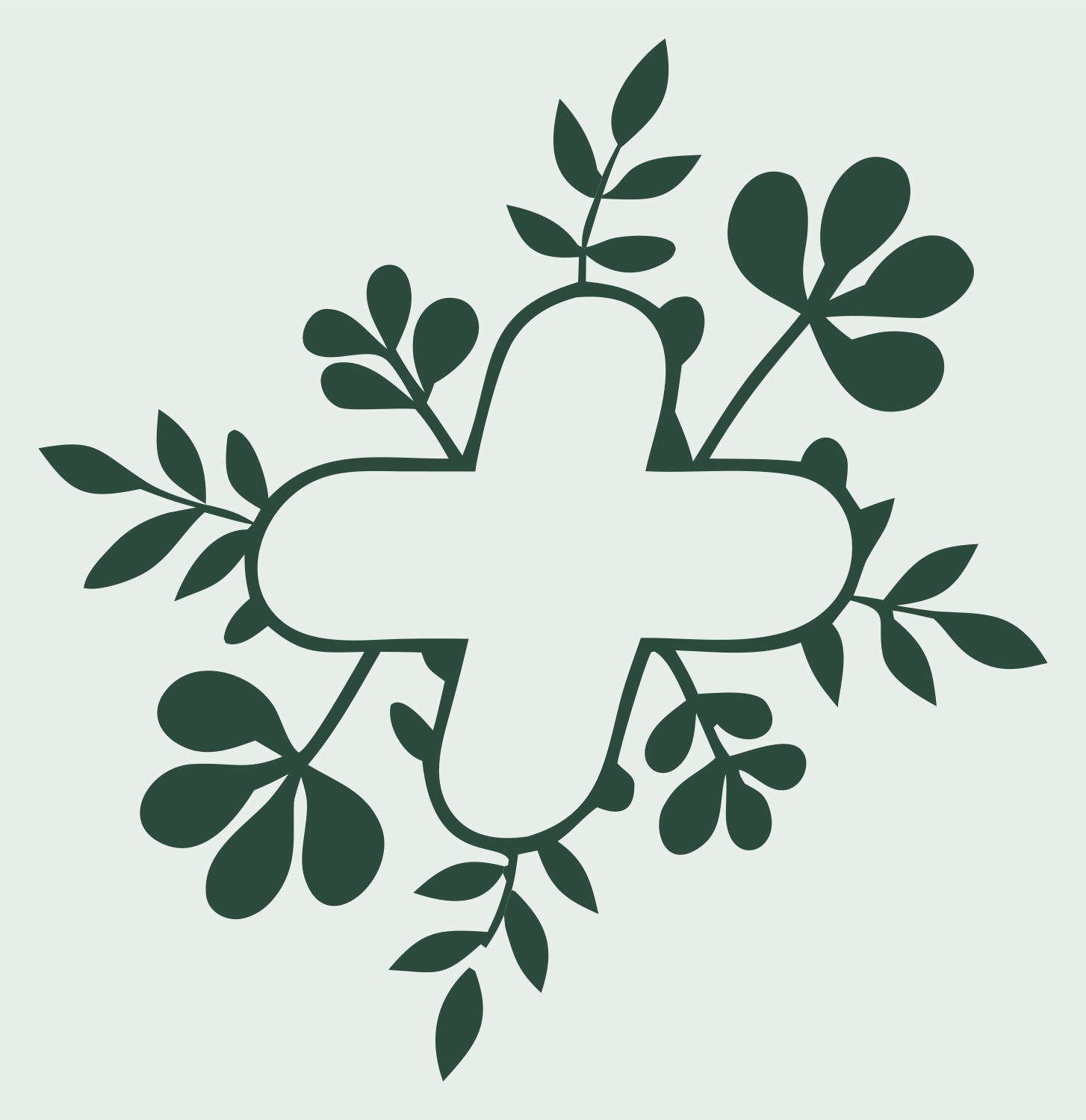 Leafy Plus Sign Emblem #e8efe9/#2d4a3e
