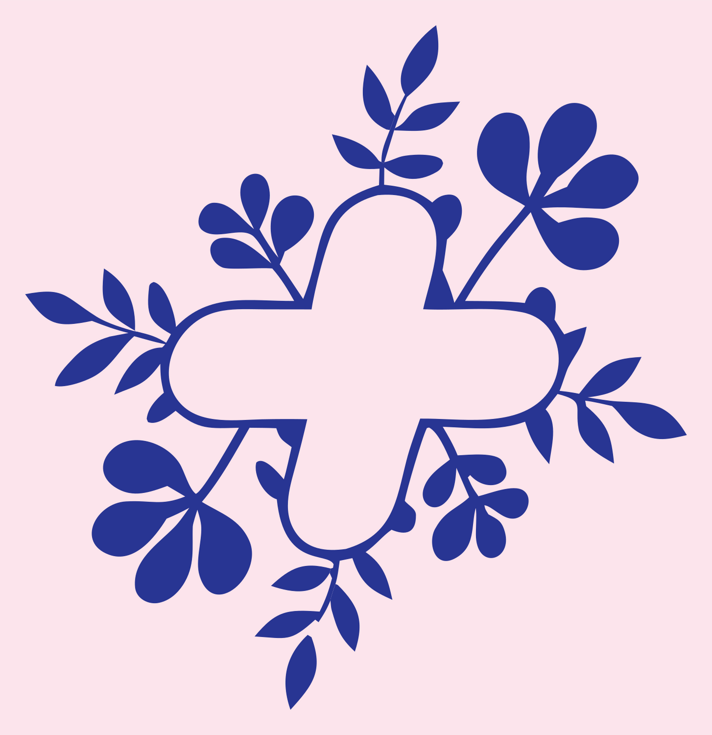 Leafy Plus Sign Emblem #fce4ec/#283593