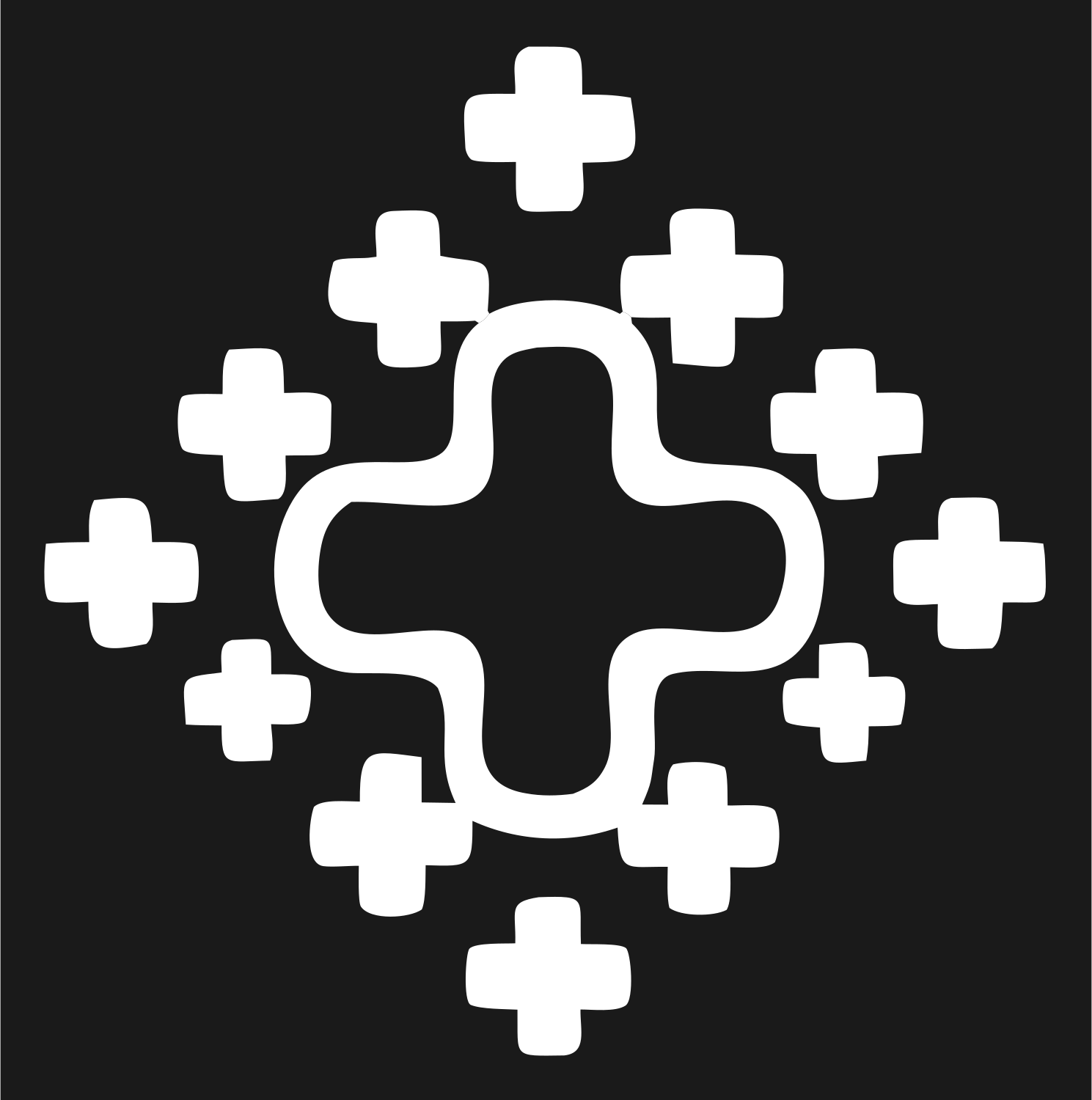 Monoline Cross Cluster Badge #1a1a1a/#ffffff