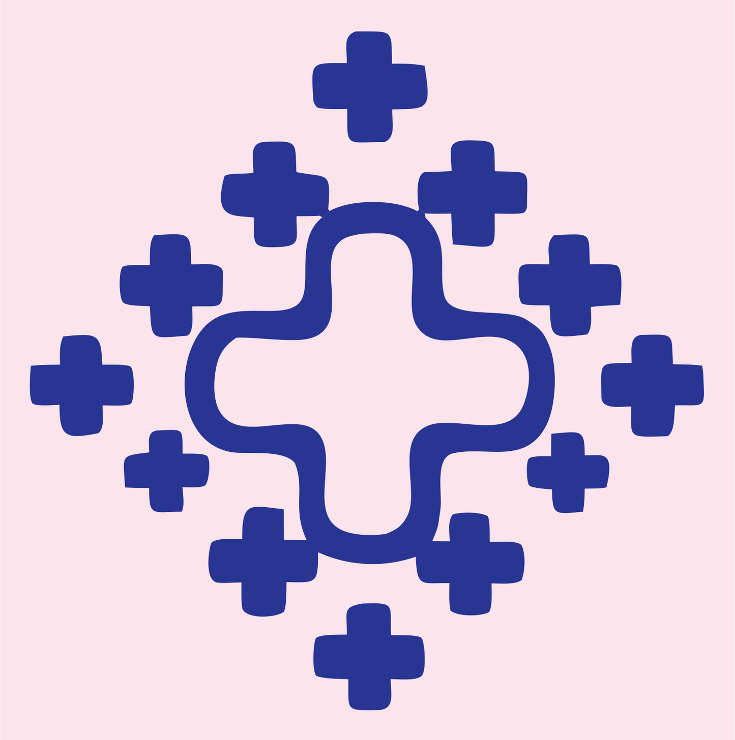 Monoline Cross Cluster Badge #fce4ec/#283593