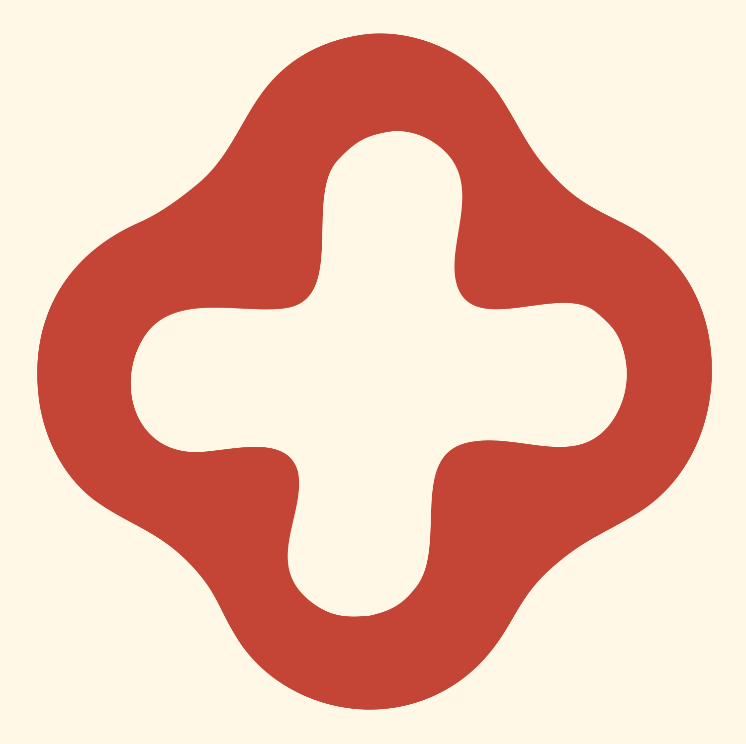 Rounded Plus Blob Mark #fff8e7/#c44536
