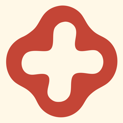 Rounded Plus Blob Mark #fff8e7/#c44536