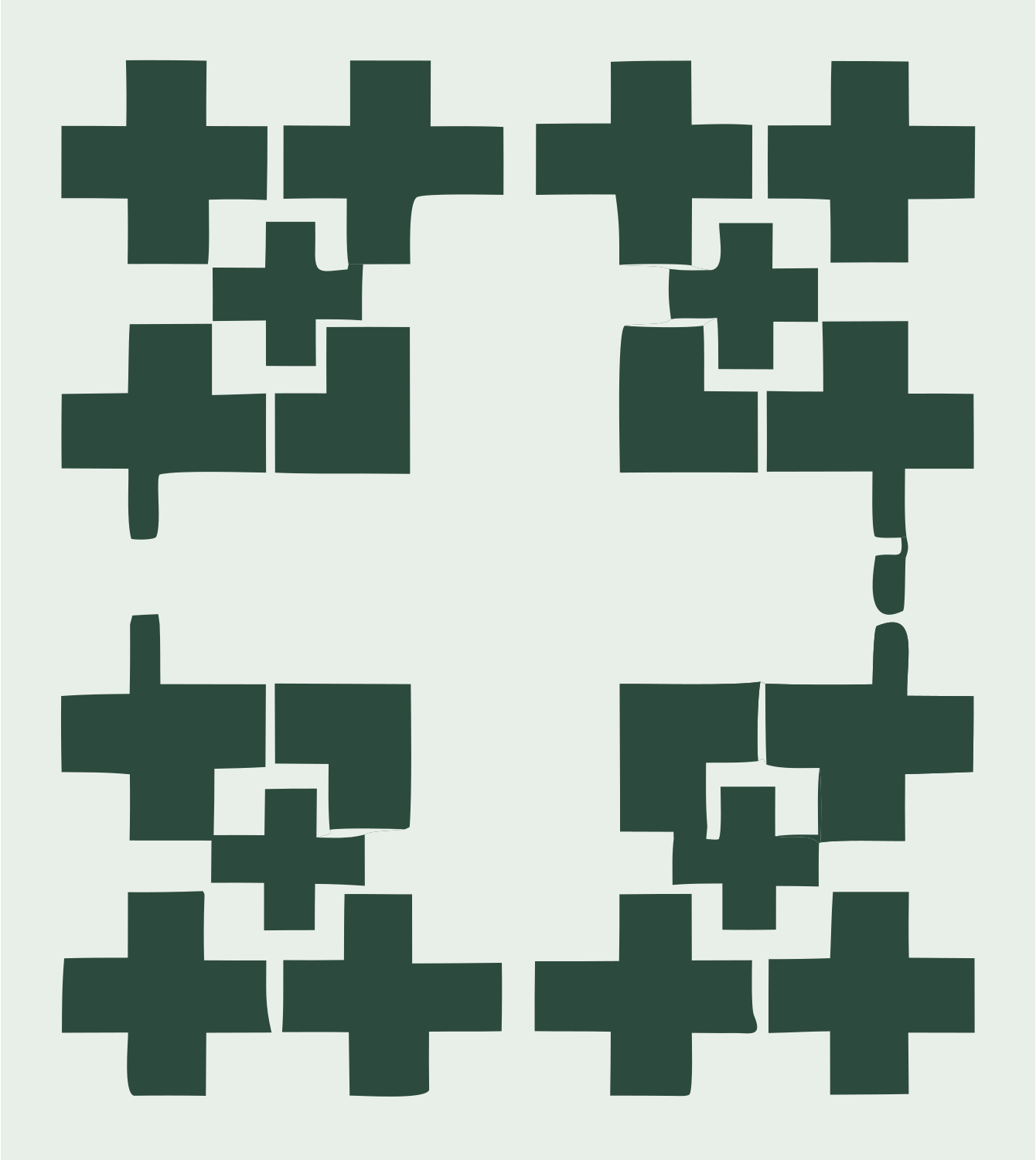 Pixel Grid Plus Crest #e8efe9/#2d4a3e