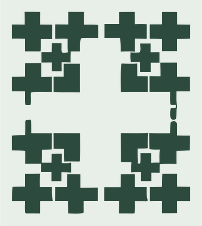 Pixel Grid Plus Crest #e8efe9/#2d4a3e