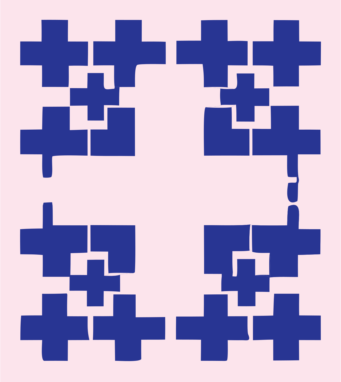 Pixel Grid Plus Crest #fce4ec/#283593