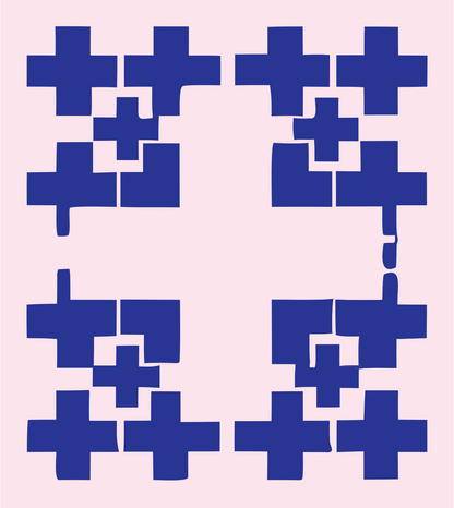 Pixel Grid Plus Crest #fce4ec/#283593
