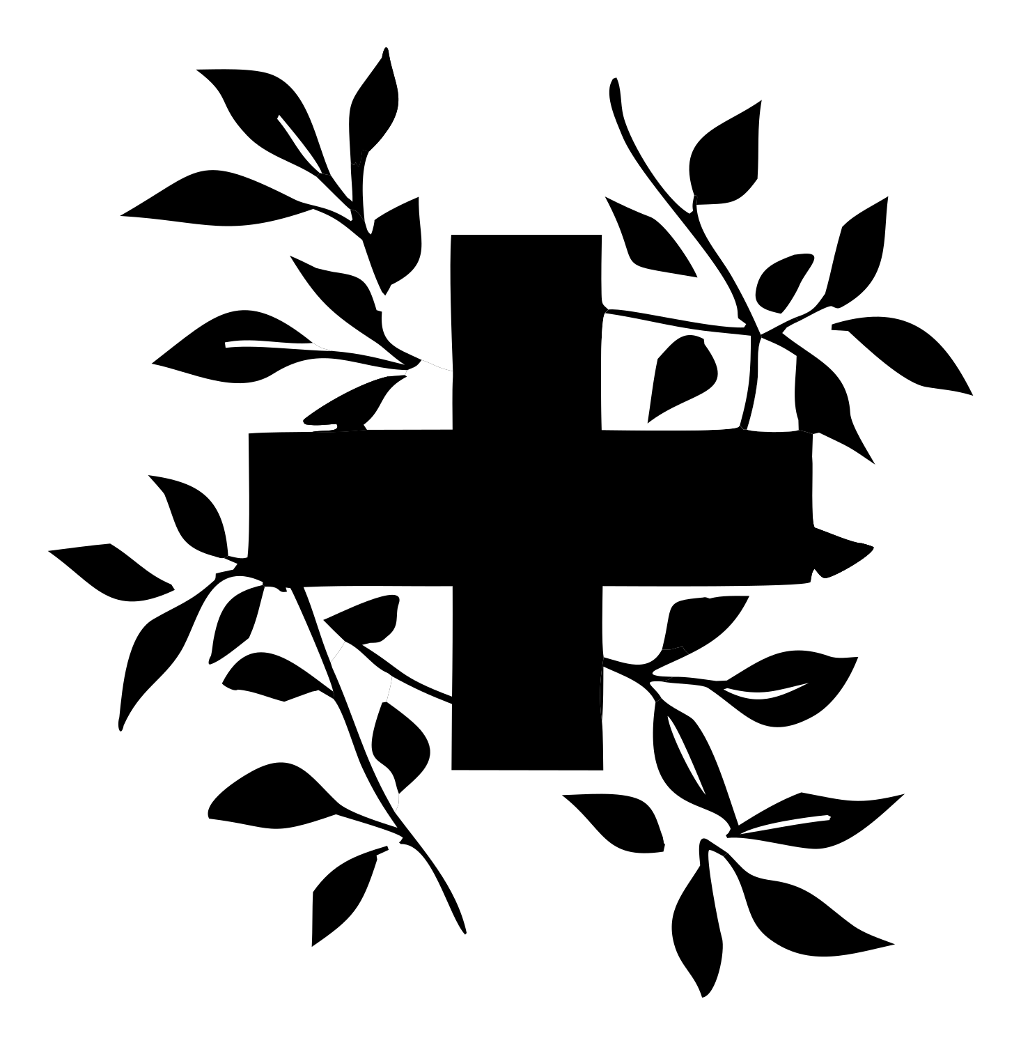 Botanical Cross Vine Badge #ffffff/#000000