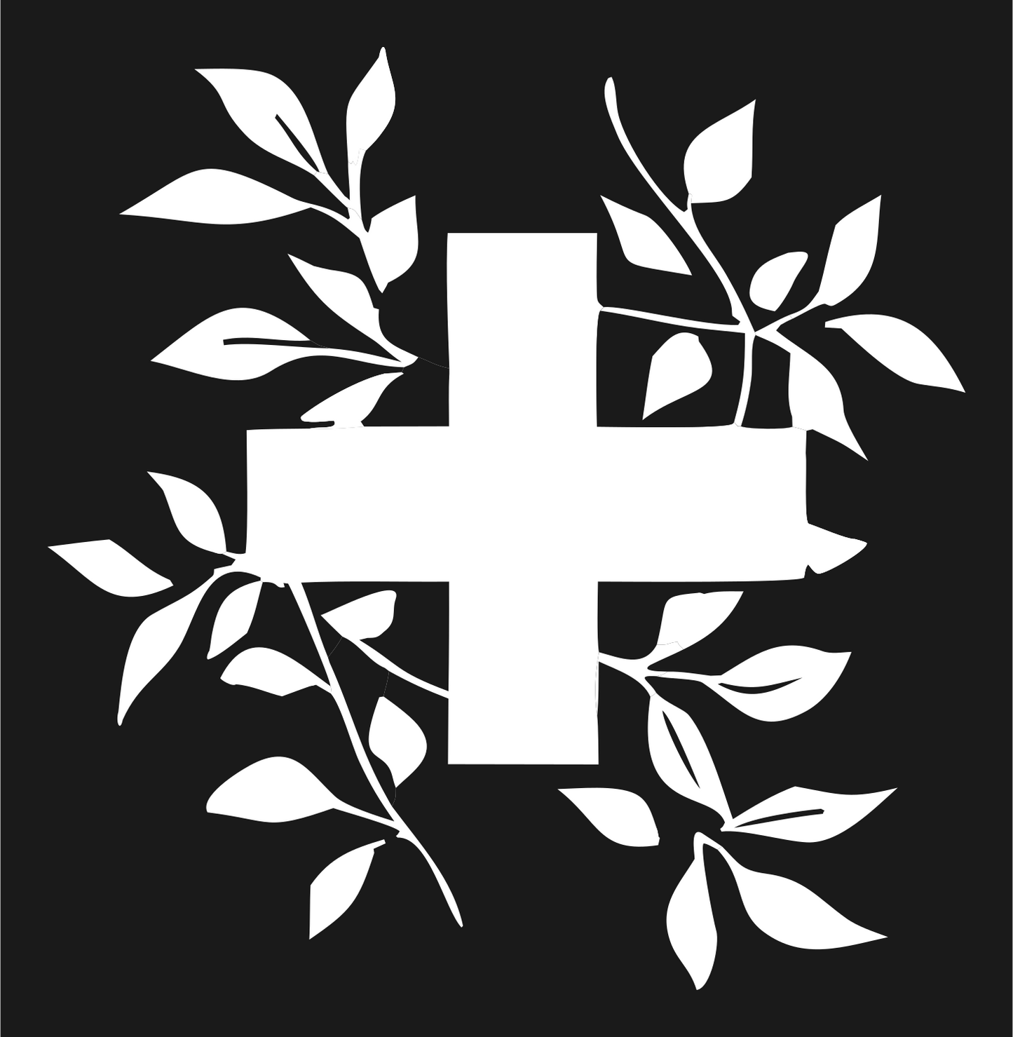 Botanical Cross Vine Badge #1a1a1a/#ffffff