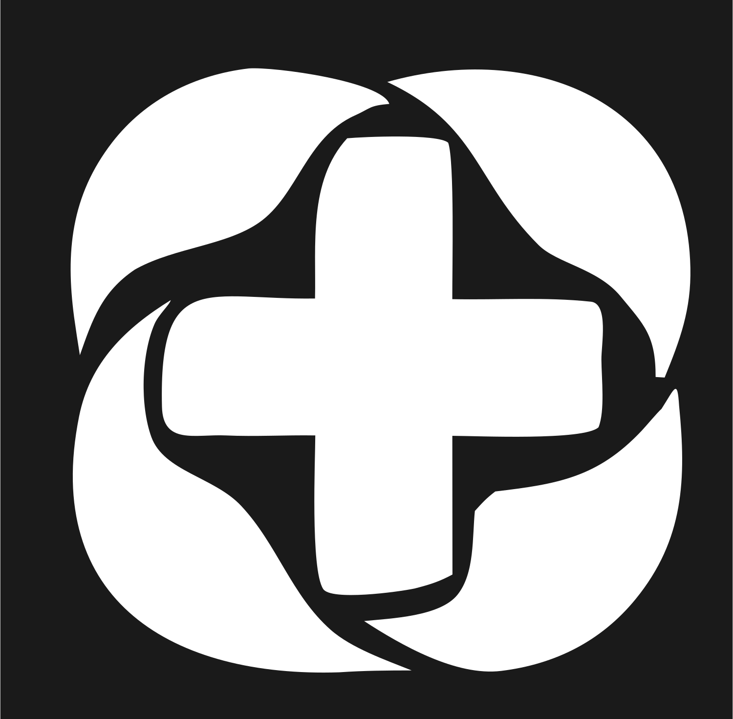 Swirl Cross Negative Space Mark #1a1a1a/#ffffff
