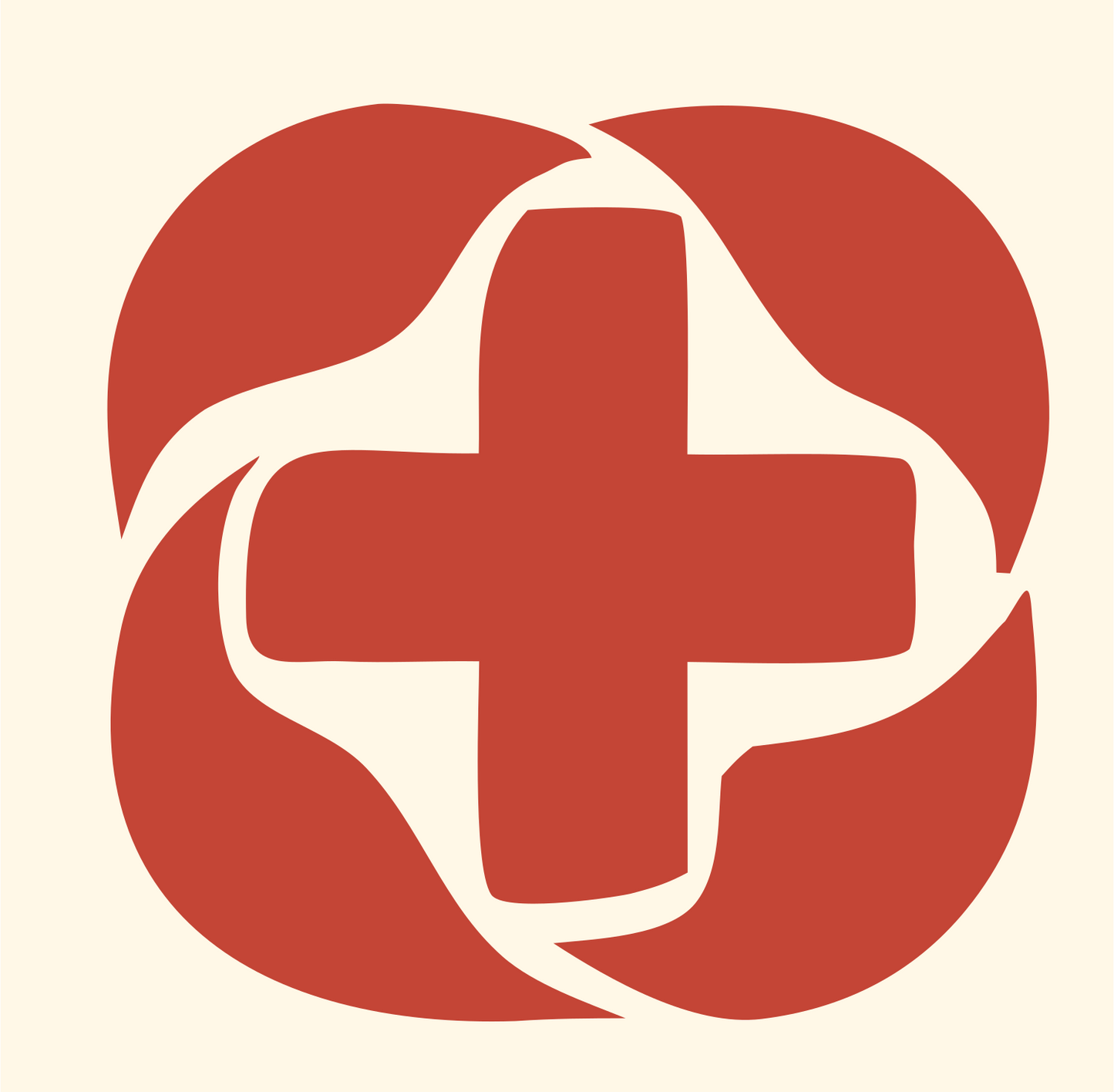 Swirl Cross Negative Space Mark #fff8e7/#c44536