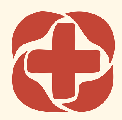 Swirl Cross Negative Space Mark #fff8e7/#c44536