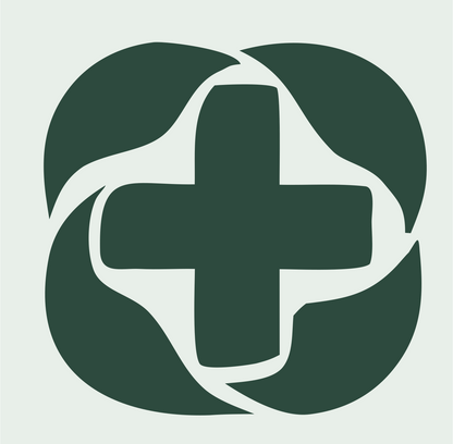 Swirl Cross Negative Space Mark #e8efe9/#2d4a3e
