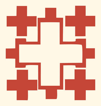 Negative Space Cross Mosaic Mark #fff8e7/#c44536