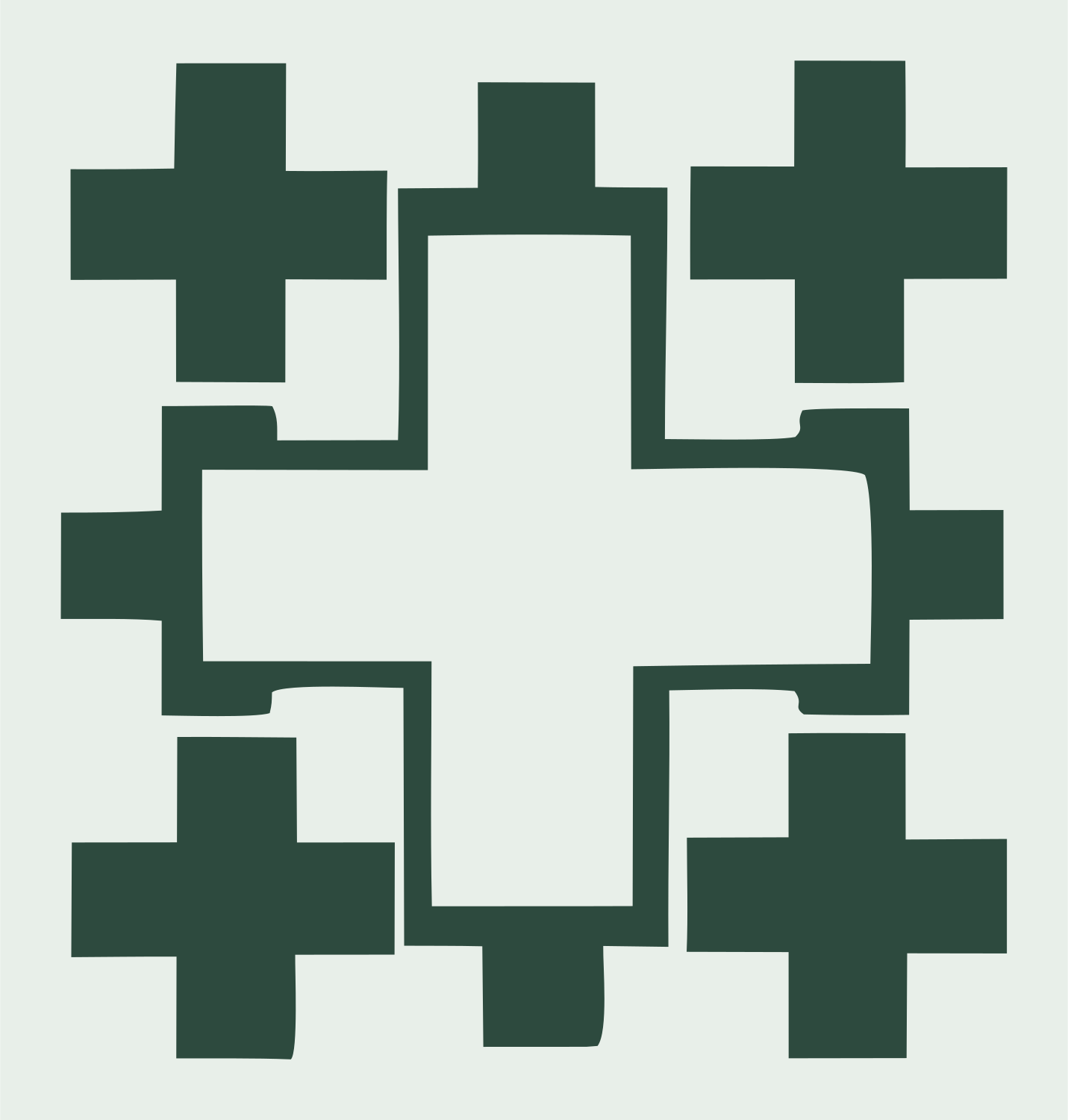 Negative Space Cross Mosaic Mark #e8efe9/#2d4a3e