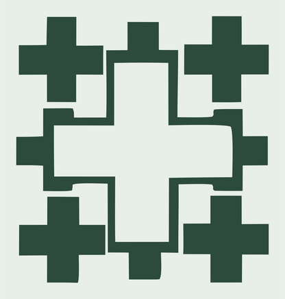 Negative Space Cross Mosaic Mark #e8efe9/#2d4a3e