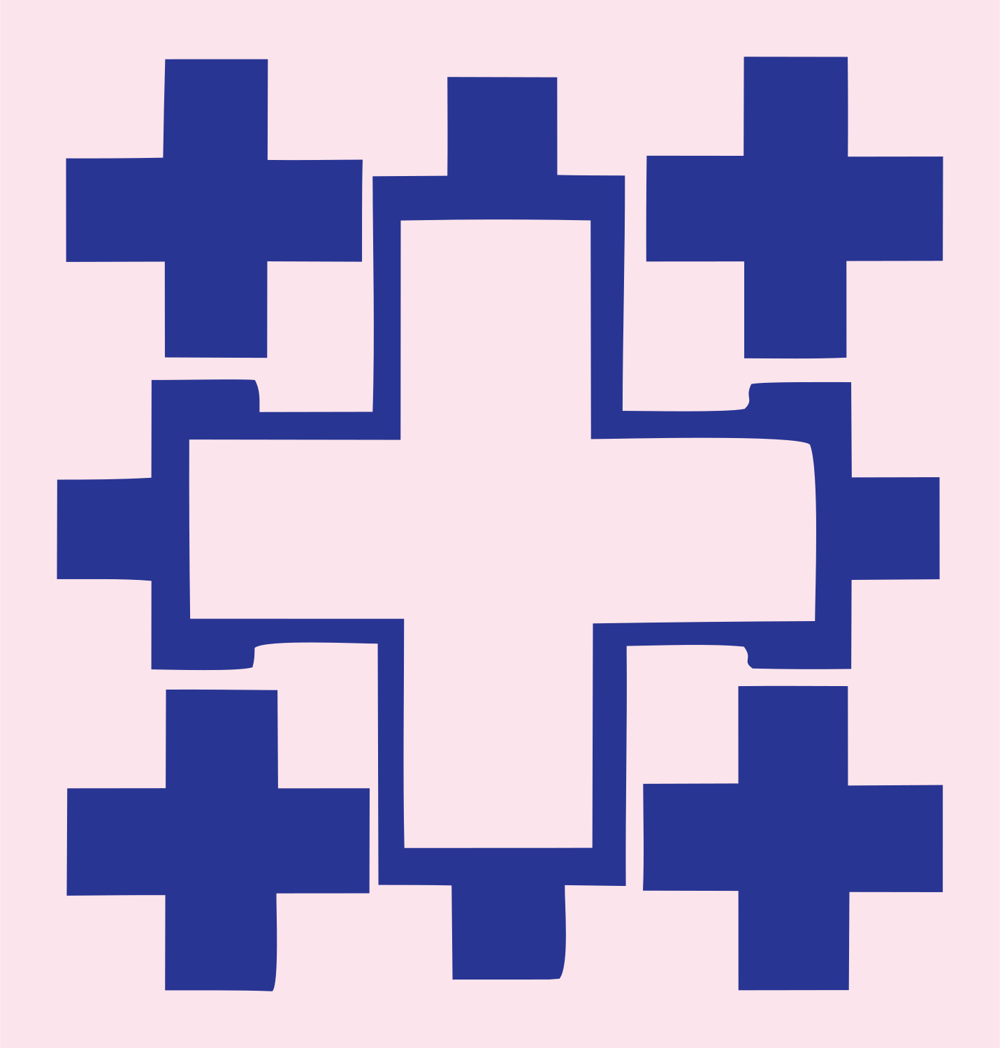 Negative Space Cross Mosaic Mark #fce4ec/#283593