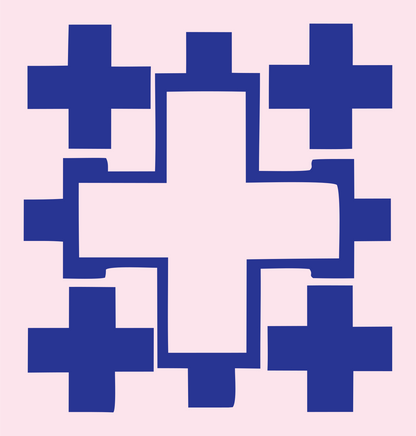 Negative Space Cross Mosaic Mark #fce4ec/#283593