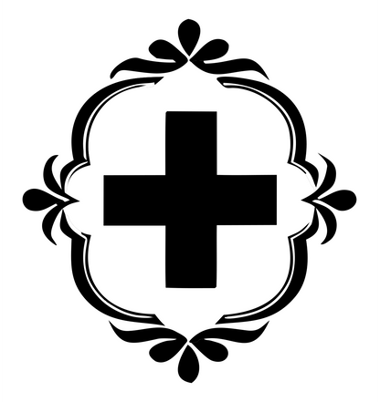 Ornate Cross Cameo Crest #ffffff/#000000